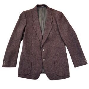 Vtg Jean Paul Germain Men's 42L Wool Tweed Blazer Jacket Brown‎ Red Classic Fit